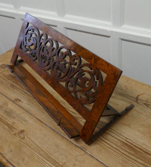 Adjustable Fretwork Figured Walnut Book Rest Or, Lutrin