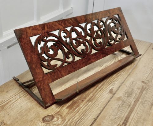 fig 1. Adjustable Fretwork Figured Walnut Book Rest or, Lutrin