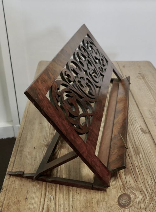 fig 4. Adjustable Fretwork Figured Walnut Book Rest or, Lutrin