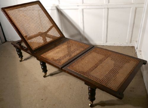 19th Century Mahogany Steamer Day Bed, Bed Chair, Campaign Bed