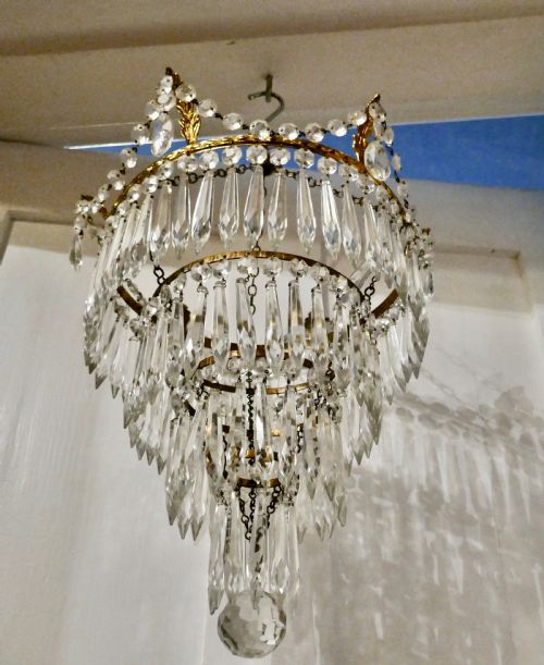 fig 3. A Pair of Large Crystal Waterfall Chandeliers