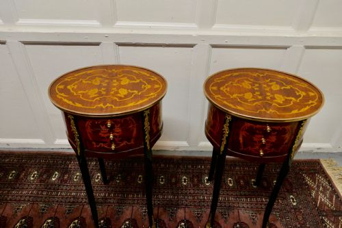 fig 2. A Pair of French 19th Century Inlaid Side Tables or Bedside Cabinets