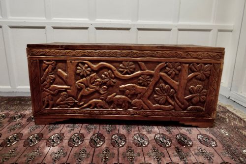 fig 1. Large Carved Camphor Wood Chest