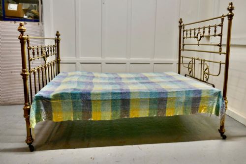 fig 4. Superb19th Century Arts and Crafts Brass Bed, 4ft 6” Double