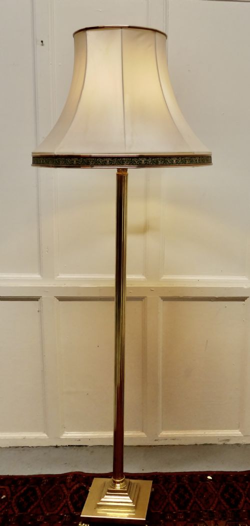 A Corinthian Column Brass Floor Lamp