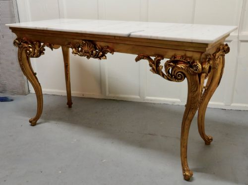 fig 5. 19th Century French Marble Top Gilt Centre Table and Matching Wall Mirror