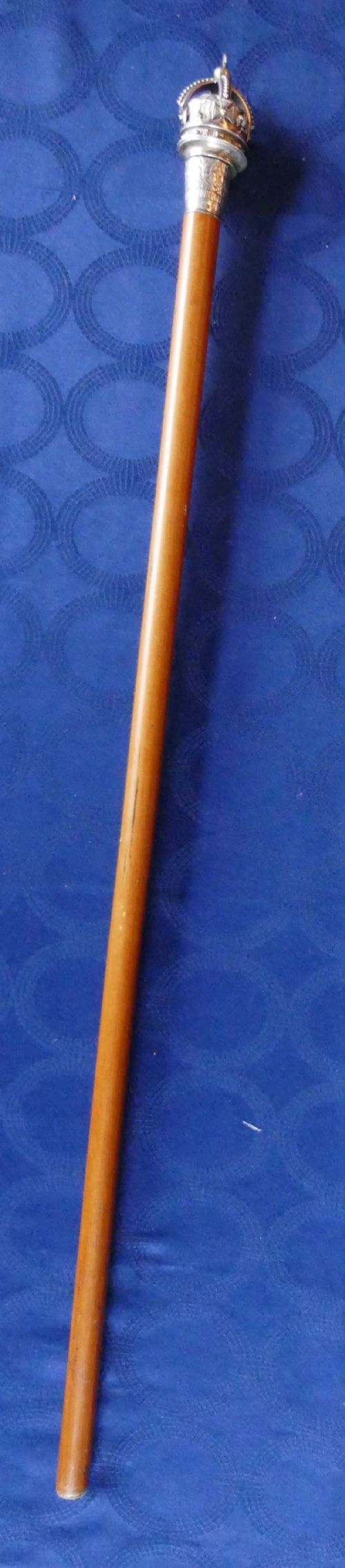 Malacca Walking  Stick/cane with Sliver Crown Pommel by J Wippell & Co Ltd 1916.