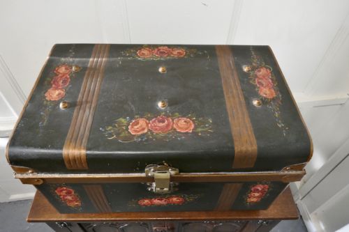 fig 4. Decorative Victorian Painted Tin Travel Trunk