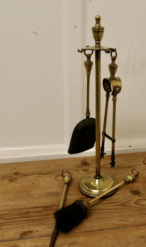fig 2. Heavy Quality Brass Fireside Companion Set, Fireside Tools