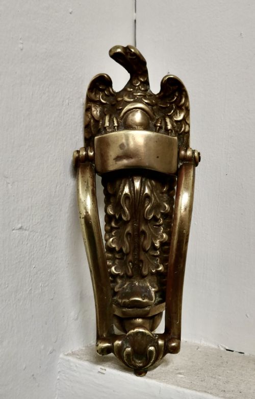 A Large Victorian Brass Eagle Door Knocker,