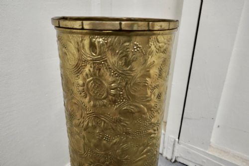 fig 2. Arts and Crafts Embossed Brass Stick Stand, Umbrella Stand