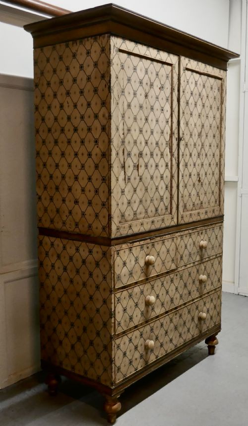 fig 1. 19th Century Aesthetic Movement Hand Painted Linen Press
