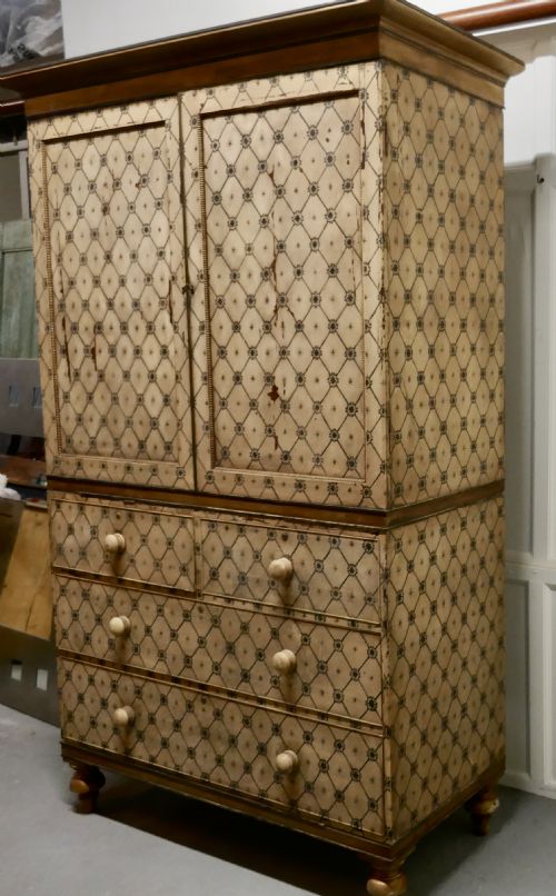 fig 2. 19th Century Aesthetic Movement Hand Painted Linen Press