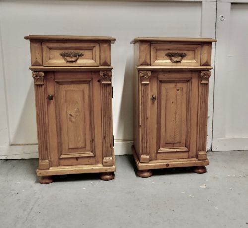 fig 1. Pair of Chunky Carved Pine Bedside Cupboards