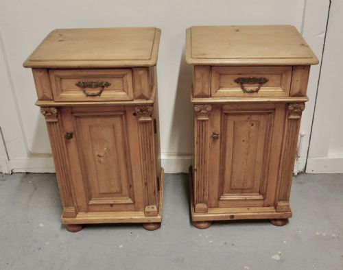 fig 2. Pair of Chunky Carved Pine Bedside Cupboards