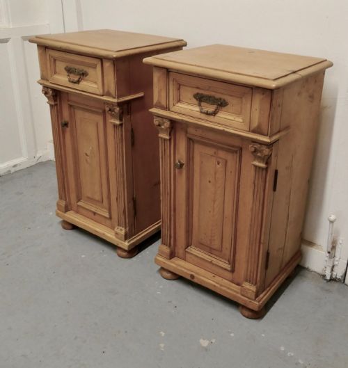 fig 3. Pair of Chunky Carved Pine Bedside Cupboards