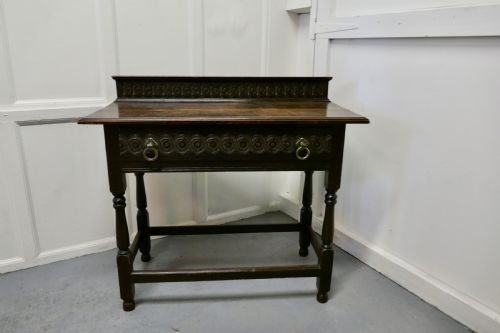 Carved Gothic Oak Side Table