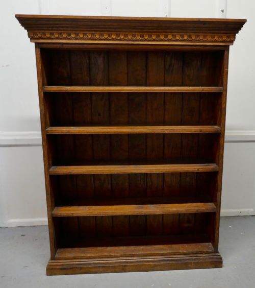 Arts and Crafts Open Oak Bookcase with Secret Compartment