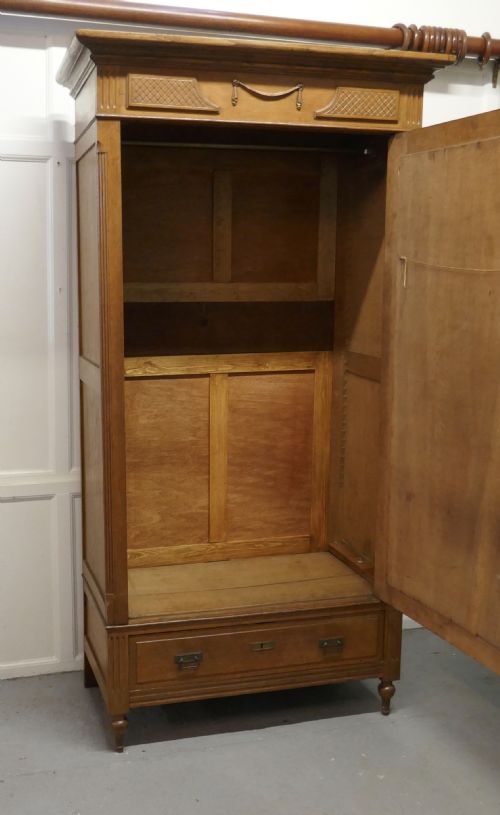 fig 3. A Victorian Arts and Crafts Golden Oak Mirrored Wardrobe