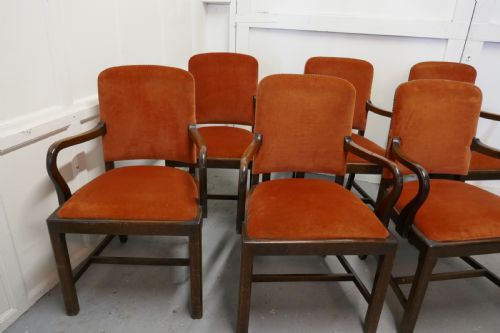 fig 1. Set of 6 Art Deco Oak Dining Chairs with Arms