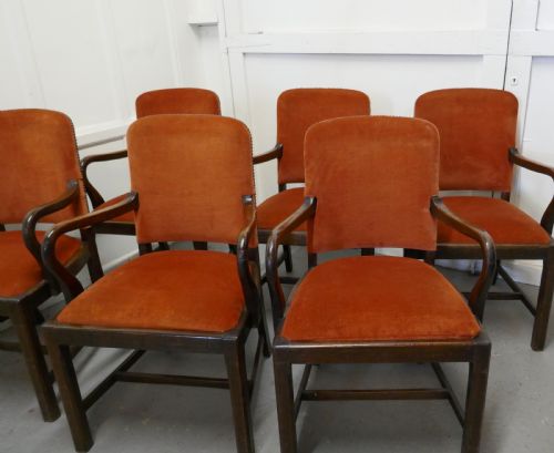 fig 2. Set of 6 Art Deco Oak Dining Chairs with Arms