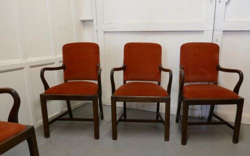 fig 3. Set of 6 Art Deco Oak Dining Chairs with Arms
