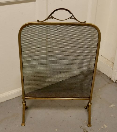 fig 1. Victorian Arts and Crafts Brass Fire Guard, Spark Screen