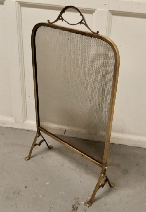 fig 2. Victorian Arts and Crafts Brass Fire Guard, Spark Screen