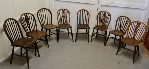 fig 1. A Collection of 8 Beech and Elm Country Windsor Chairs