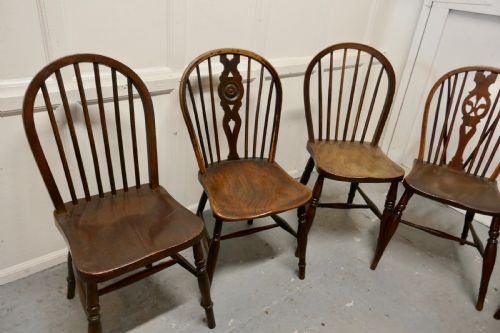 fig 3. A Collection of 8 Beech and Elm Country Windsor Chairs