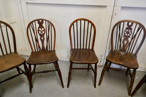 fig 4. A Collection of 8 Beech and Elm Country Windsor Chairs