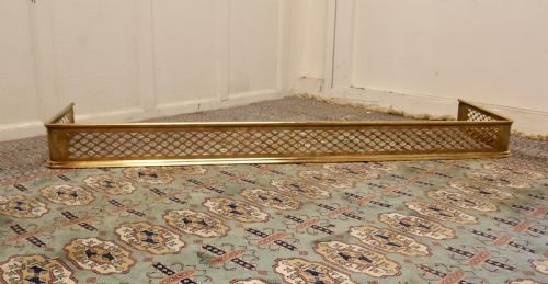 5ft Victorian Arts and Crafts Pierced Brass Fender