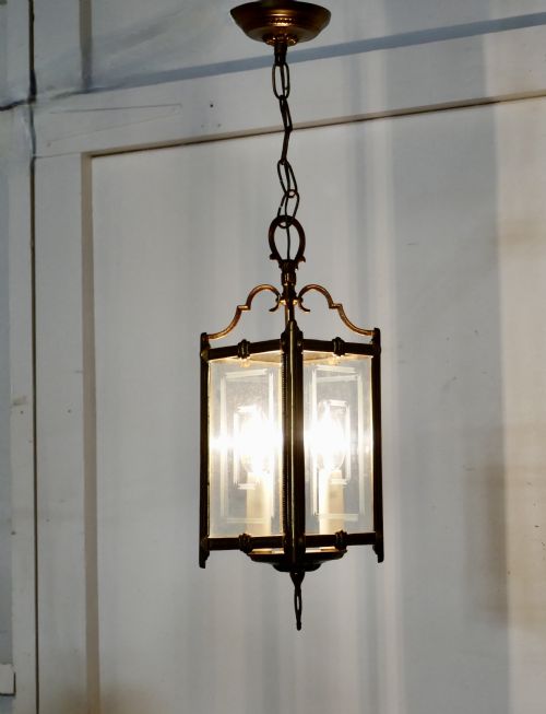 fig 1. Superb Quality Pair of Art Deco French Brass and Etched Glass Lanterns  