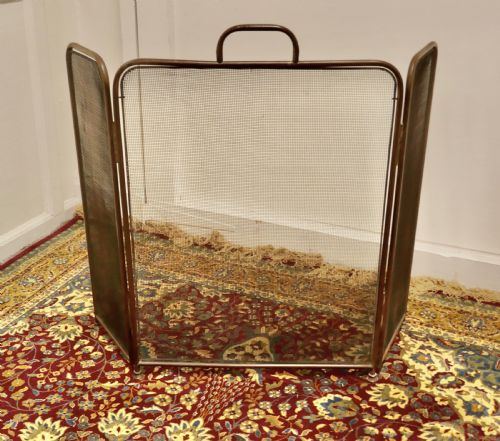 Large Folding Brass Fire Guard