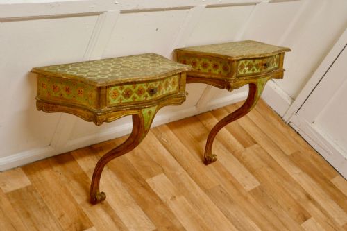 fig 1. A Pair of French Gilt and Painted Wall Console Tables