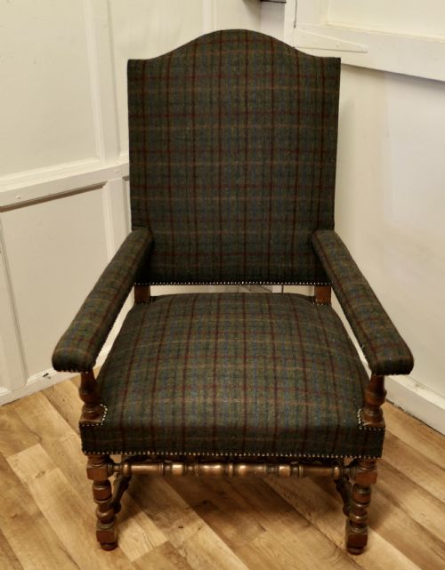 Arts and Crafts Golden Oak Library Chair,  Throne Chair