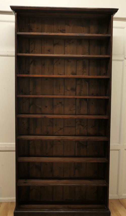 19th Century Very Tall Open Book Case, in Dark Pine