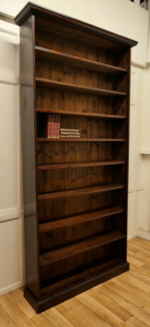 fig 1. 19th Century Very Tall Open Book Case, in Dark Pine