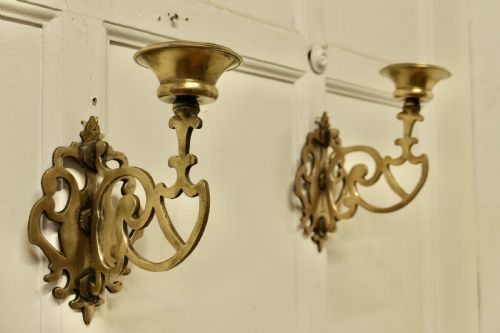 Pair of 19th Century French Gothic Brass Wall Sconces