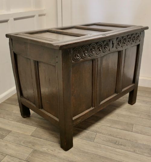 fig 2. Small 17th century Panelled Cottage Size Oak Coffer