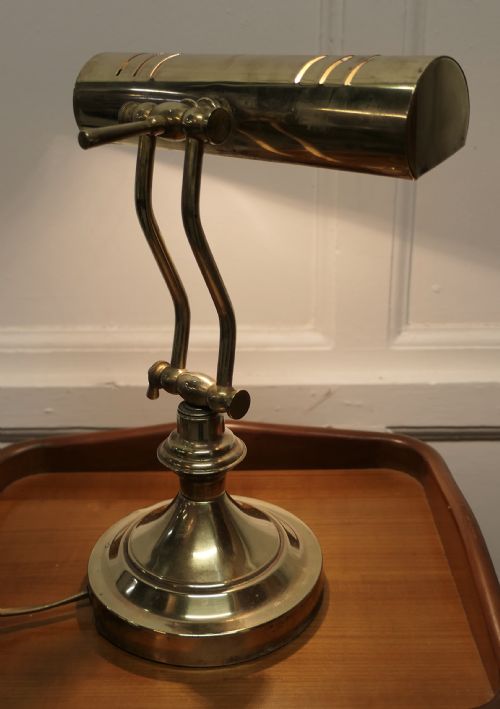 Art Deco Brass Adjustable Bankers Desk Lamp
