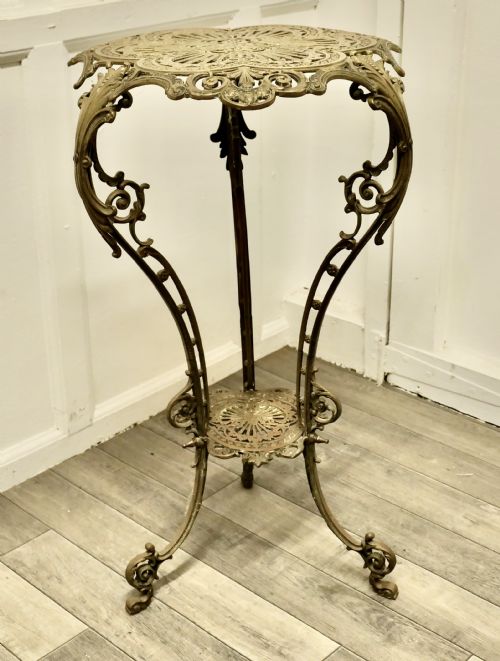 Tall Pierced Brass Plant Stand Table