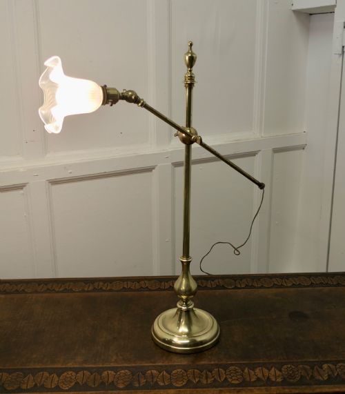 fig 1. French Brass Desk Lamp with Opaline Glass Shade