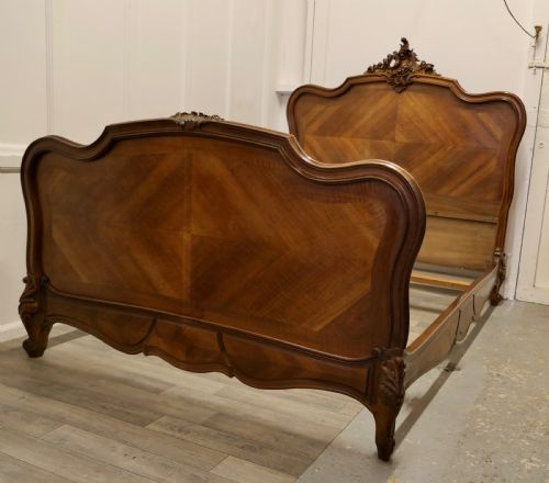 Louis Xv Style French Golden Walnut Bed