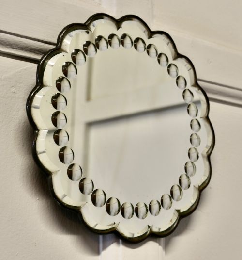 Old Foxed Art Deco Shabby Circular Mirror