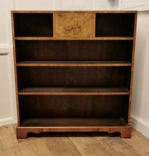A Superb Odeon Style Walnut Open Bookcase