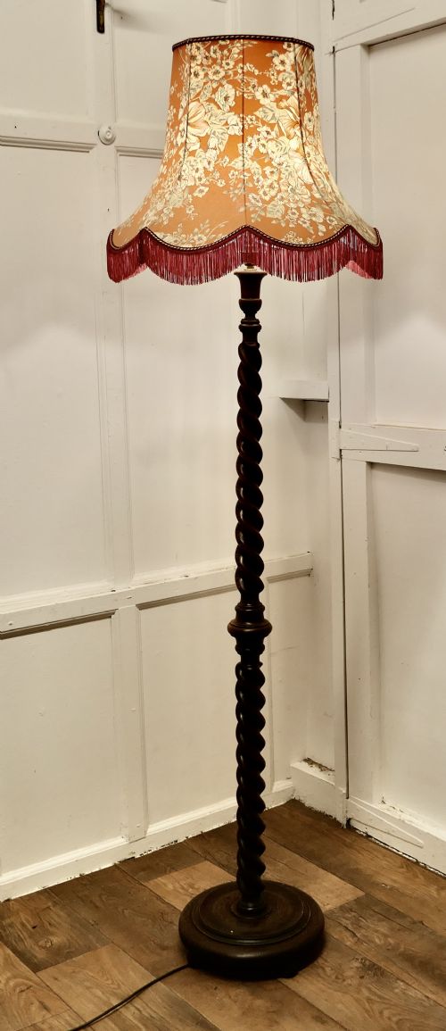 Oak Barley Twist Floor Lamp, Standard Lamp