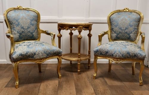 A Superb Pair of French 19th Century Gilt Salon Chairs