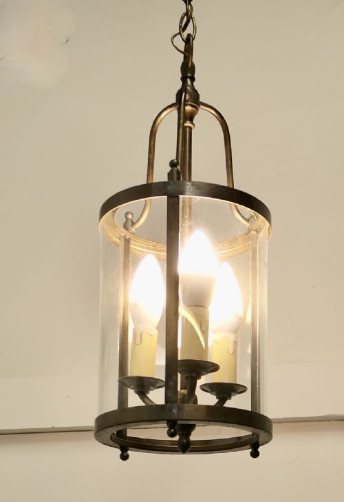 fig 1. French Art DecoBrass and Glass Lantern Hall Light