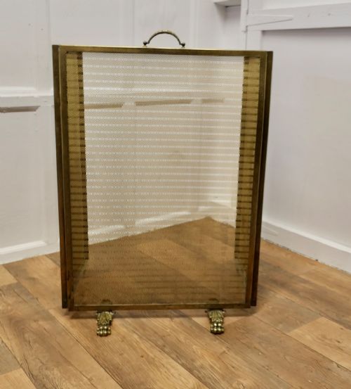 Very Large Adjustable French Chateau Brass Fire Screen/fire Guard